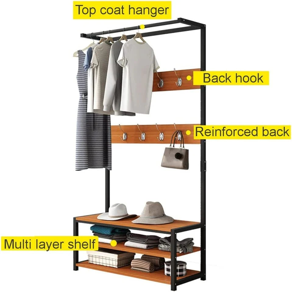 Feline Entryway Hall Living Bedroom Coat Shoe Organizer Storage Rack